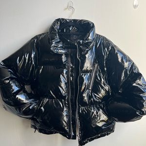 Boohoo patent leather cropped bubble jacket